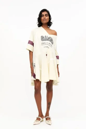 Ivory GANNI League Oversized Mini Dress