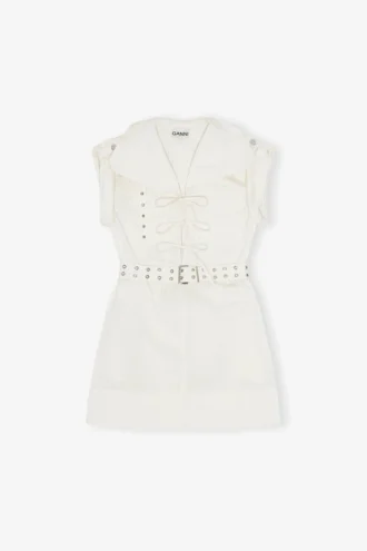 ivory stretch cotton mini dress 1 330x495 - Ivory Stretch Cotton Mini Dress