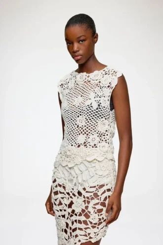 Knit Top in Cotton Crochet
