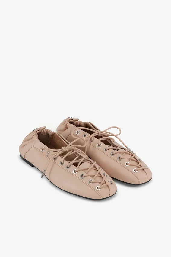 Lace-Up Ballerinas in Beige Lace-Up Ballerinas in Beige