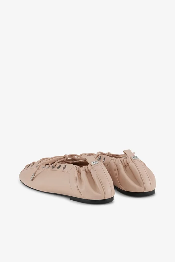 Lace-Up Ballerinas in Beige Lace-Up Ballerinas in Beige
