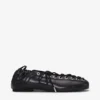 Lace-Up Ballerinas in Black Oleatex Lace-Up Ballerinas in Black Oleatex