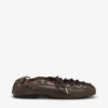 Lace-Up Ballerinas in Dark-Olive Oleatex Lace-Up Ballerinas in Dark-Olive Oleatex