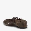 Lace-Up Ballerinas in Dark-Olive Oleatex Lace-Up Ballerinas in Dark-Olive Oleatex