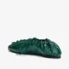 Lace-Up Ballerinas in Green Croco