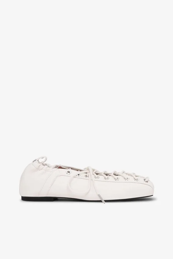 Lace-Up Ballerinas in Ivory Lace-Up Ballerinas in Ivory