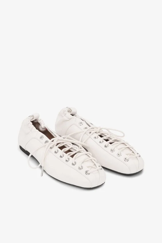 Lace-Up Ballerinas in Ivory Lace-Up Ballerinas in Ivory