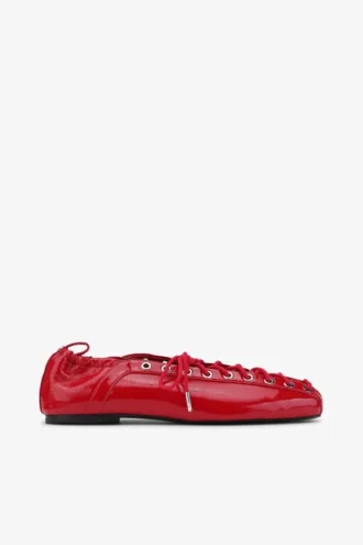 Lace-Up Ballerinas in Red