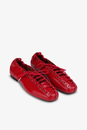 Lace-Up Ballerinas in Red