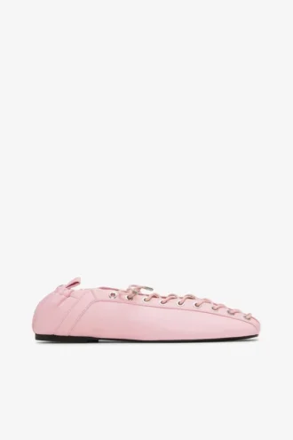 Lace-Up Ballerinas in Rose