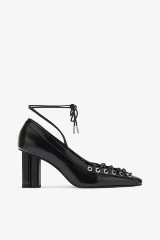 Lace Up Butterfly High Pump in Black