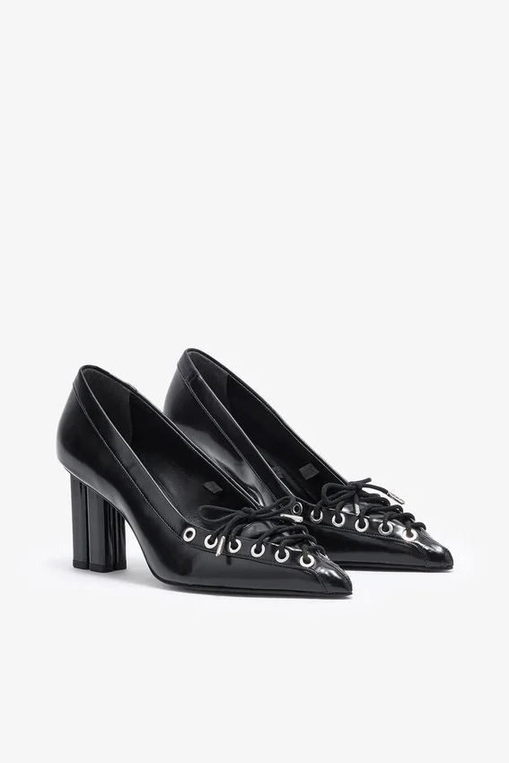Lace Up Butterfly High Pump in Black Lace Up Butterfly High Pump in Black