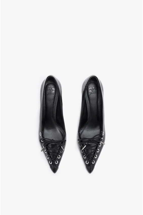 Lace Up Butterfly High Pump in Black Lace Up Butterfly High Pump in Black