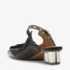 Lace-Up Mules in Black Oleatex Lace-Up Mules in Black Oleatex