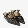 Lace-Up Mules in Black Oleatex Lace-Up Mules in Black Oleatex