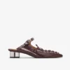 Lace-Up Mules in Brown Oleatex