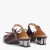 Lace-Up Mules in Brown Oleatex