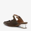 Lace-Up Mules in Dark-Olive Oleatex