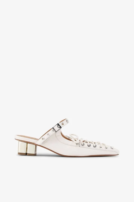 Lace-Up Mules in Ivory Lace-Up Mules in Ivory