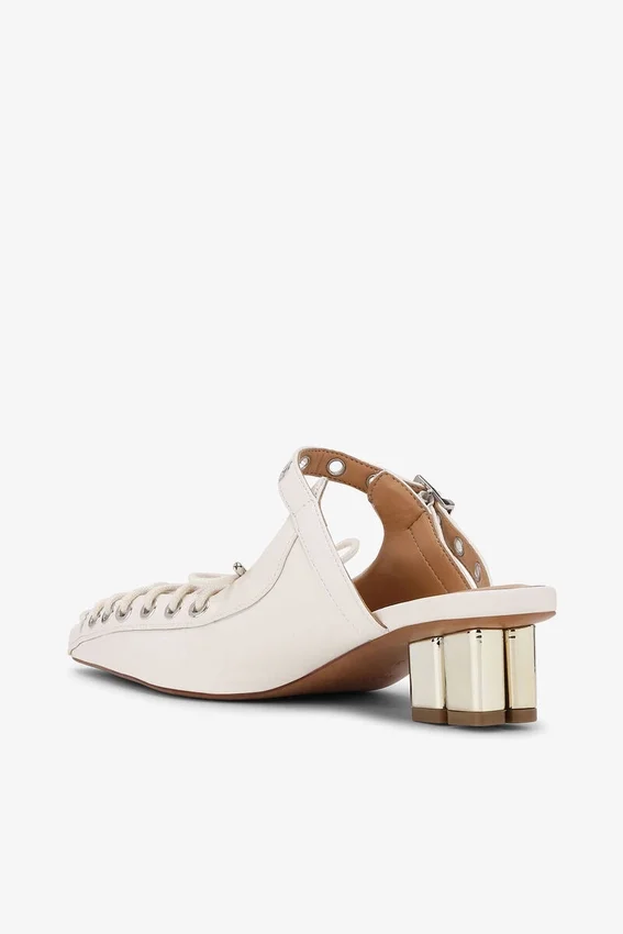 Lace-Up Mules in Ivory Lace-Up Mules in Ivory