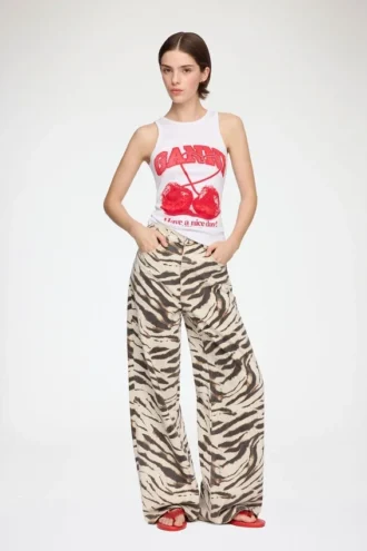 Lari Wide Jeans in Zebra Denim