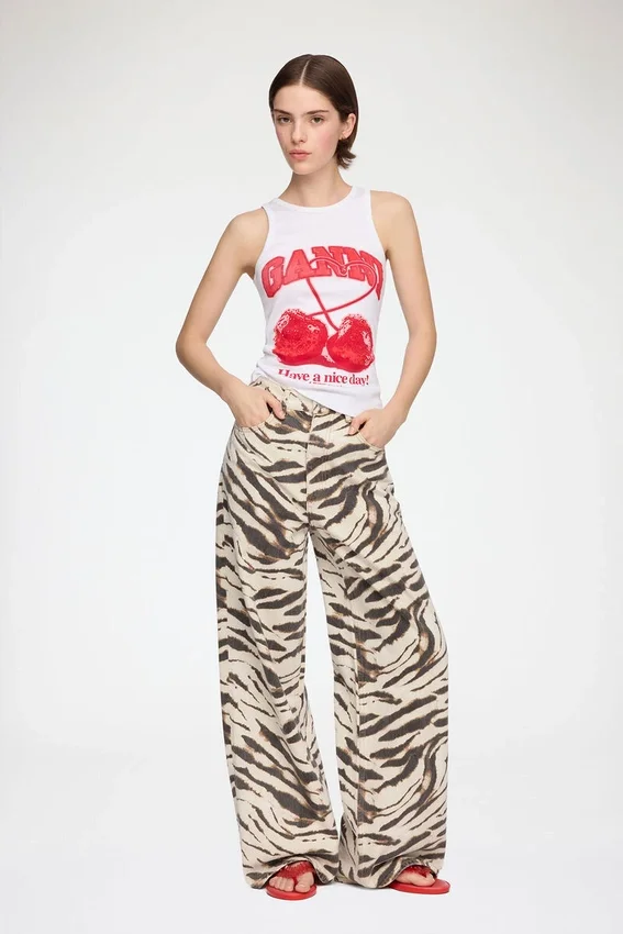Lari Wide Jeans in Zebra Denim Lari Wide Jeans in Zebra Denim
