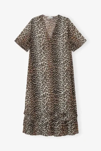 Leopard Chiffon Maxi Dress