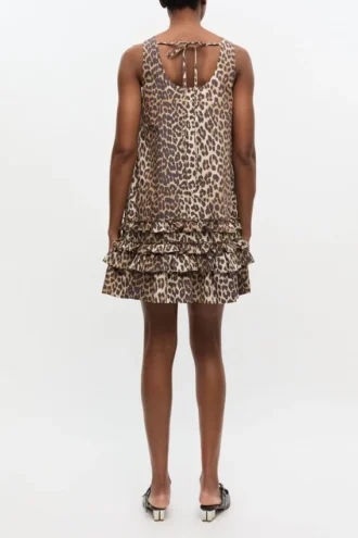 Leopard Cotton Poplin Mini Dress