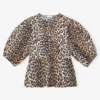 Leopard Cotton Poplin Peplum Tie Blouse