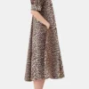 Leopard Cotton Poplin V-neck Maxi Dress