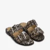 Leopard Denim Feminine Buckle Two-Strap Sandals