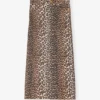 Leopard Denim Maxi Slit Skirt