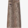 Leopard Denim Maxi Slit Skirt