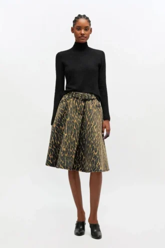 Leopard Denim Wrap Skirt