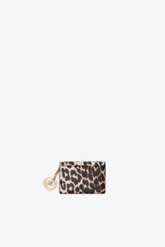 Leopard Grained Bou Card Holder With Flap