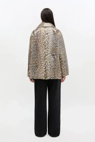 Leopard Laminated Cotton Jacket