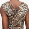 Leopard Marl Mesh Long Ruched Crossover Dress Leopard Marl Mesh Long Ruched Crossover Dress