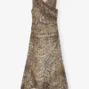 Leopard Marl Mesh Long Ruched Crossover Dress Leopard Marl Mesh Long Ruched Crossover Dress