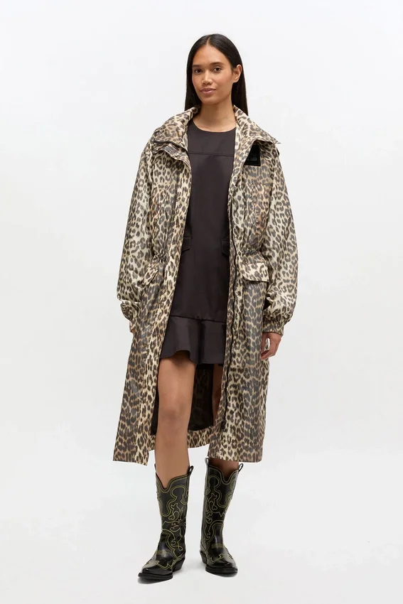 Leopard Nylon Parka Coat Leopard Nylon Parka Coat
