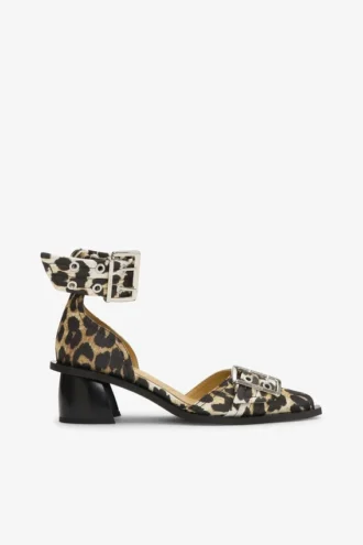 Leopard Print Feminine Buckle Open Cut Pumps