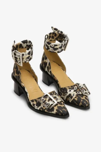 Leopard Print Feminine Buckle Open Cut Pumps