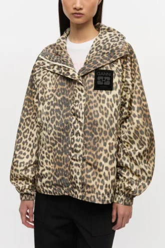 Leopard Print Nylon Jacket