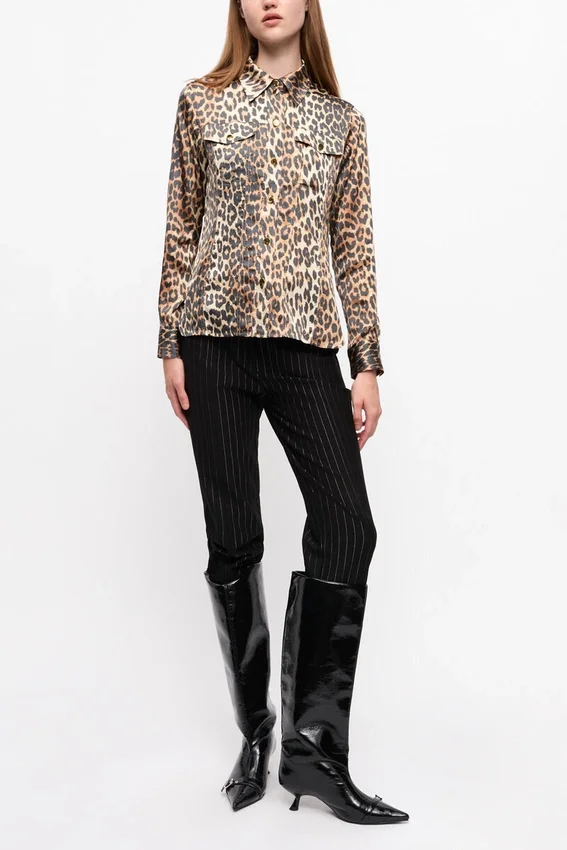 Leopard Print Satin Shirt Leopard Print Satin Shirt