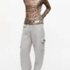 Leopard Printed Mesh Long-sleeve Blouse