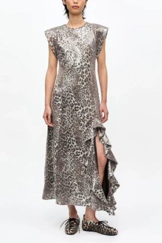 Leopard Stretch Sequins Long Dress