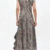 Leopard Stretch Sequins Long Dress Leopard Stretch Sequins Long Dress