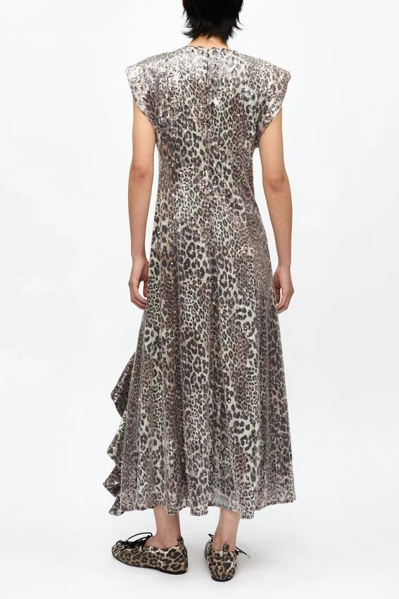 Leopard Stretch Sequins Long Dress Leopard Stretch Sequins Long Dress
