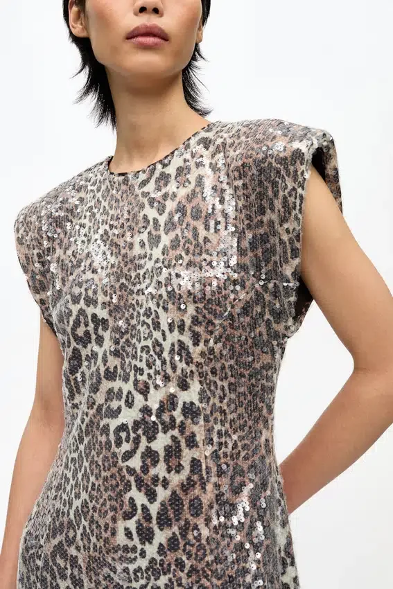 Leopard Stretch Sequins Long Dress Leopard Stretch Sequins Long Dress