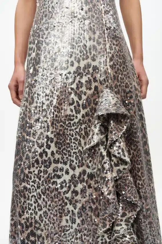 Leopard Stretch Sequins Long Dress Leopard Stretch Sequins Long Dress