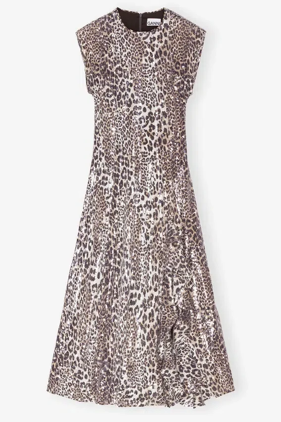 Leopard Stretch Sequins Long Dress Leopard Stretch Sequins Long Dress